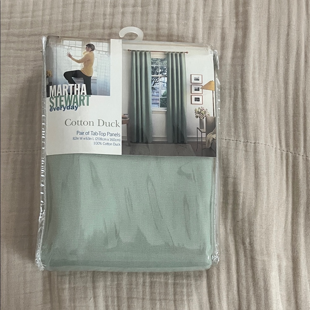 Martha Stewart Everyday Cotton Duck Panels in Soft Green. 2 sets of panels $20